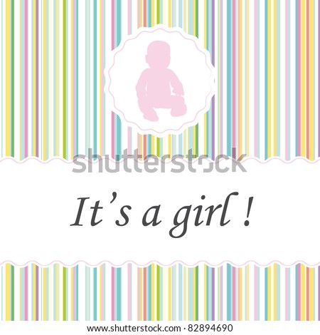 It\'s a girl ! Greeting card birth announcements.