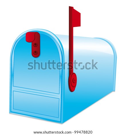 Beautiful blue metallic closed mailbox. Vector icon.