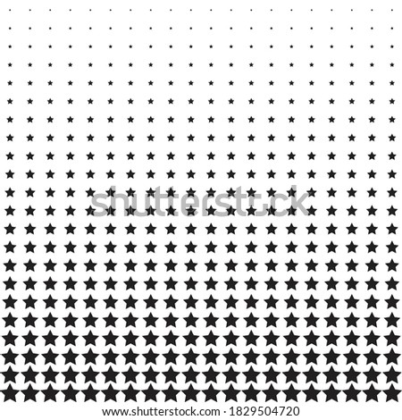 stars gradient vector illustration, white and black halftone background, horizontal seamless, monochrome dots texture backdrop, retro effect, Vintage Pattern.