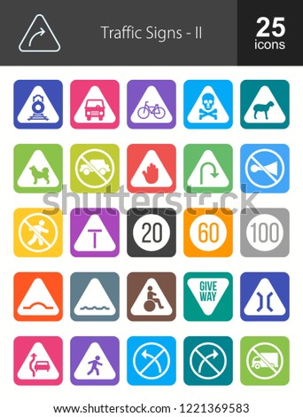 Traffic Signs Filled Round Corner Icons