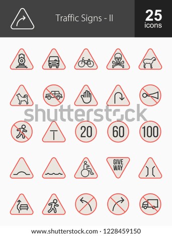 Traffic Signs Filled Line Icons