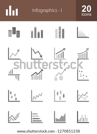 Infographics Flat Greyscale Icons