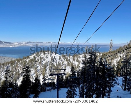 Similar – Foto Bild Skigebiet der Sierra Nevada im Winter, voller Schnee.