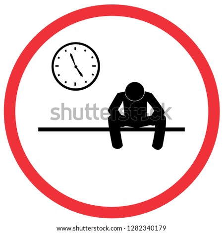 man waiting for work finish time. caution road symbol sign and traffic symbol design concept, vector illustration. 