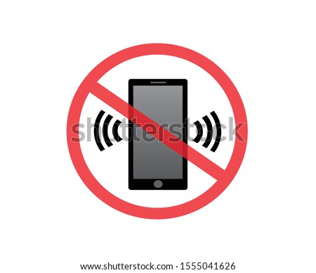 No cell phone sign, please keep your mobile silent mode, prohibited or ban symbol, vector illustration.