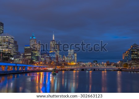 Twilight time, Skyline at Melbourne city, Victoria, Australia.