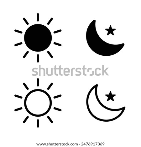 Sun moon icon illustration isolated vector sign symbol. silhouette icons. Morning and night. Day and night weather forecast symbol