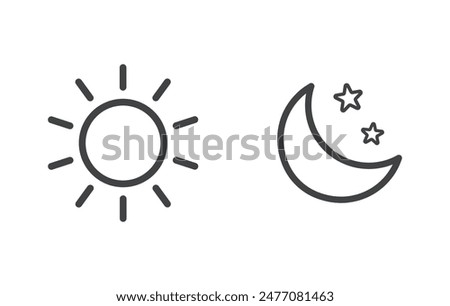 Sun moon icon illustration isolated vector sign symbol. silhouette icons. Morning and night. Day and night weather forecast symbol