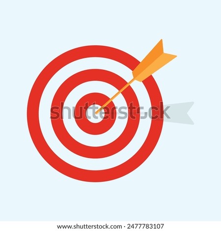 dart target icon target icon.arrow hitting in the target center of dartboard. Modern flat style isolated on white background. Goal achieve or Business success concept. web site design, logo, app, UI