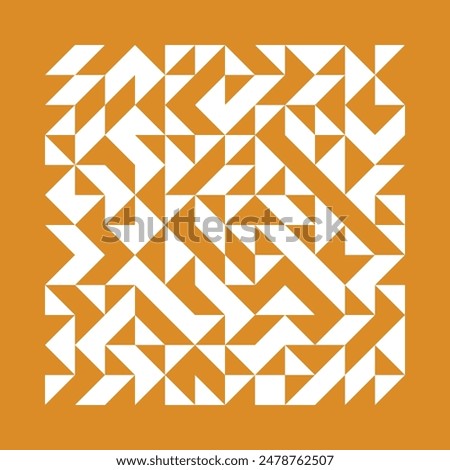 Trendy geometric pattern background, vector abstract triangle and square shapes art. Yellow color trendy bauhaus pattern backgrounds set