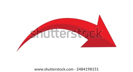 red arrow icon on white background. flat style. arrow icon for your web site design, logo, app, UI. arrow indicated the direction symbol. curved arrow sign