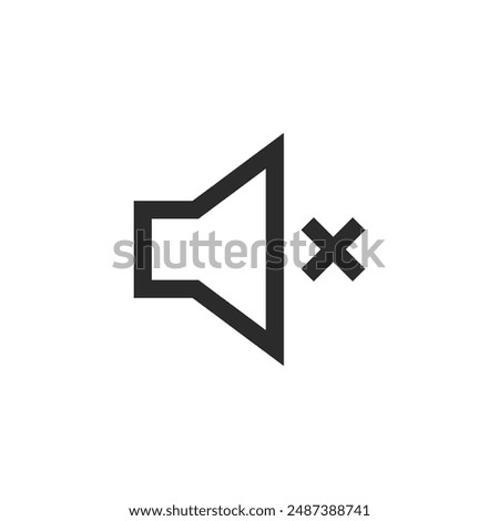 Sound volume line, outline icon of mute, silent, no volume, sound off on white background. Sound icon, volume symbol, speaker sign, audio control icon set. Vector eps10