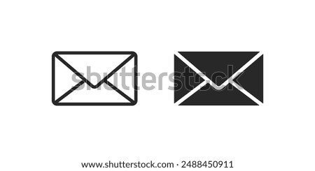 Envelope mail icon set. newsletter web buttons. close email letter outline vector symbol. flat thin e-mail pictogram on white background. send mail message line sign. Communication, Messaging, Social