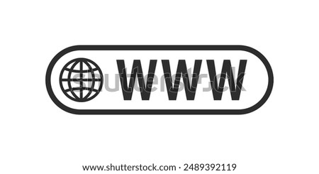 WWW sign. Search www vector icon. Web icon. Web hosting technology. Globe hyperlink icon. Isolated vector. Browser search website page. EPS 10