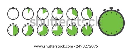 Timer, clock, stopwatch isolated set icons. Countdown timer symbol icon set. Label cooking time. Vector illustration