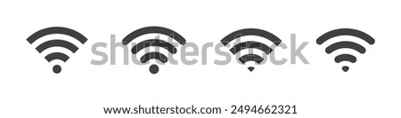 flat illustration of wifi vector icon, communication sign symbol. signal sign and symbol. Wireless icon. Wi-fi symbol set. router wireless technology. Free wireless zone. Public wifi area solid sign