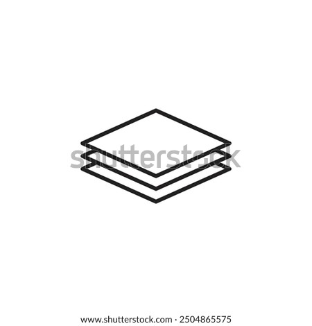 Layers outline icon. Logos of paper layers line and levels, tiers for web. Fabric floor layers. Symbols of material stack. Vector. Surface levels pictogram, technology for business.