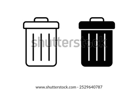 Trash bin or recycle, delete, remove icon vector. Dust bin or rubbish bin or dump place sign silhouette. Throw away, rubbish, garbage, litter, clean environment, recycling, recycle symbol label logo.