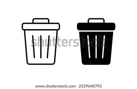 Trash bin or recycle, delete, remove icon vector. Dust bin or rubbish bin or dump place sign silhouette. Throw away, rubbish, garbage, litter, clean environment, recycling, recycle symbol label logo.