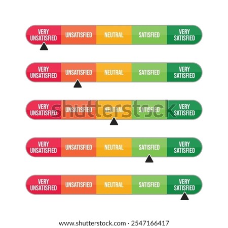 Feedback five scale or rating scale of customer satisfaction concept. Product experience Vector illustration level for review and evaluation of service or good or use in questionnaire