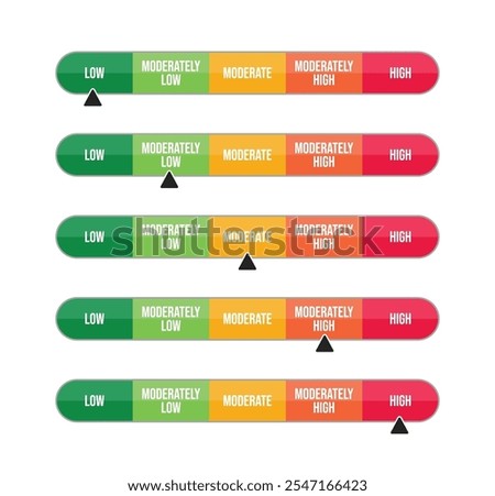 Feedback five scale or rating scale of customer satisfaction concept. Product experience Vector illustration level for review and evaluation of service or good or use in questionnaire