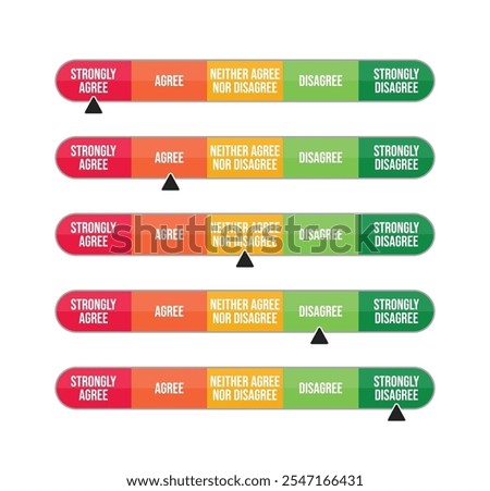 Feedback five scale or rating scale of customer satisfaction concept. Product experience Vector illustration level for review and evaluation of service or good or use in questionnaire