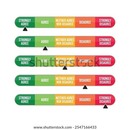 Feedback five scale or rating scale of customer satisfaction concept. Product experience Vector illustration level for review and evaluation of service or good or use in questionnaire