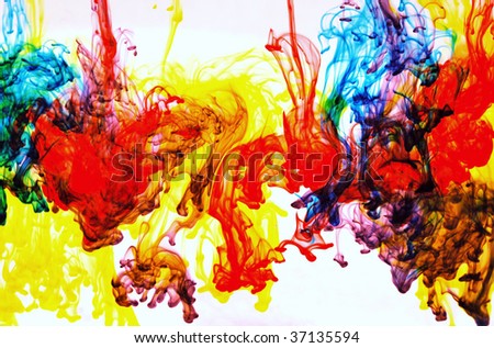 horizontal abstract background of rainbow colors in smoke on white