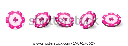 Casino chips for poker or roulette. Realistic 3d. Vector illustration isolated on white background.