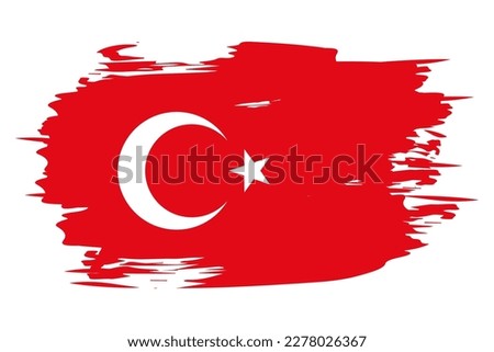 Flag of Turkey painted with a brush stroke. Abstract concept. National flag in grunge style. Vector illustration