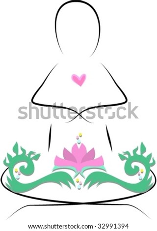 Meditation With Lotus Flower Vector - 32991394 : Shutterstock