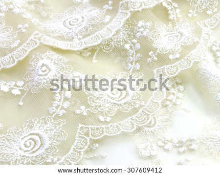 texture sack sacking fabric and white lace background with soft focus