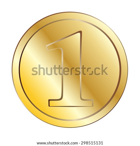 Gold coin with the number 1 (one). Eps 10.