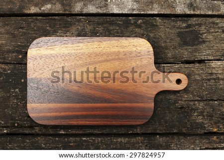 Chopping board wood on wooden background, cutting board wood.