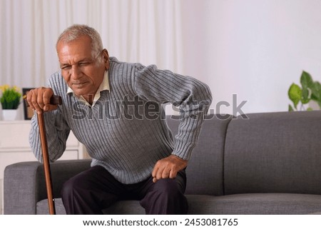 Similar – Image, Stock Photo Senior man with three day beard and glasses shows positive to camera