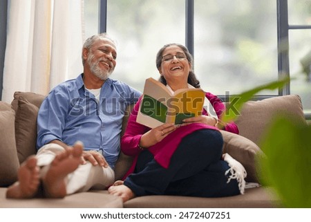 Image, Stock Photo Happy couple enjoying time together on evening beach