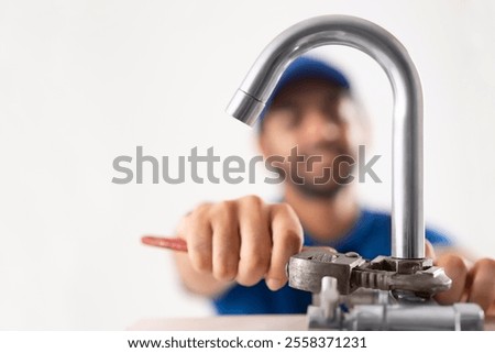 Similar – Image, Stock Photo down pipes in front of an orange plastered wall, one orange and three grey