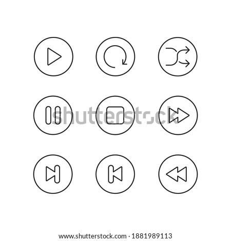 Music, Media icons set. All are 9 icons. Vector illustration. Editable strokes.