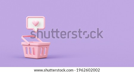 Empty shopping basket with like message. 3d rendering illustration. 