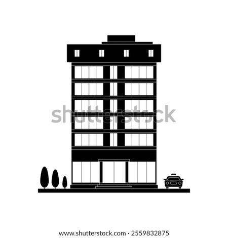 Vector modern business center with diverse architecture acades.Houses and office buildings in a big city. Shops and cafes, offices. Elements for the construction of urban landscapes. Flat style Eps 10