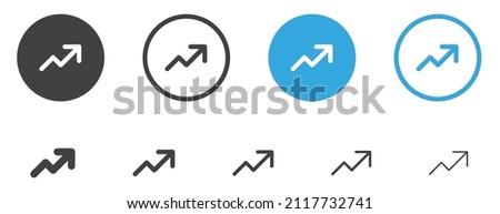 arrow increase icon, growing graph symbol - Increasing growth arrow icon, up arrows symbols in filled, thin line, outline and stroke style for apps and website	
