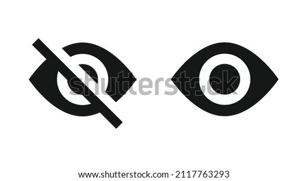 eye icon, blind symbol, See and unsee icons, Hide icon, incognito mood icon, Hidden from view, avoid eye	
 Foto stock © 