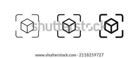 Cube icon with capture symbol center screen, Augmented reality. cube symbol, 3D Cube line icon, Abstract Cube Hexagon Logo for website design and mobile, app development	
 Foto d'archivio © 