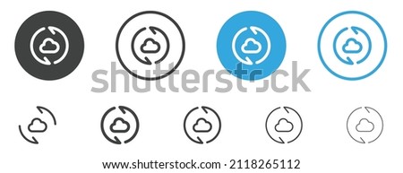 Cloud sync icon data storage refresh with arrows . file hosting cloud icons	
