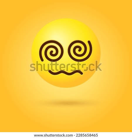 dizzy emoji face with spiral eyes and wavy mouth . emoticon face feeling bad. vector illustration