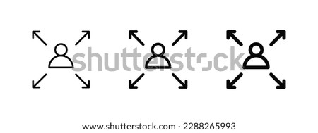 user icon with maximize four arrows symbols	
