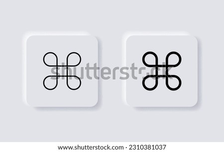 Command icon cmd symbol. Command key modifier icons - 3D vector neumorphism buttons neumorphic design