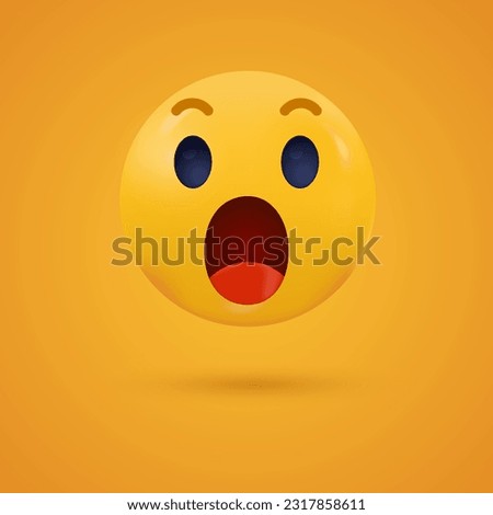 3d Wow emoji face. shocked surprised emoticon with open mouth , cute smiley emoticons fellings wonder and amazing for Social media and network
