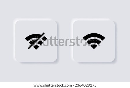 wireless and wifi icon signal symbol for internet access, internet connection -No WiFi Off - no internet signal vector icon. neumorphic style