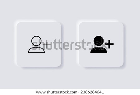 Add new user icon vector male person profile avatar with plus symbol, Add user profile icon	
. neumorphism buttons. neumorphic style